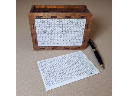 Dřevěná škrtací pokladnička s výměnnými listy Gravilan