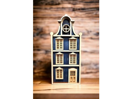drevena dekorace domecek amsterdam modry