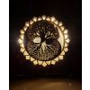 svítící dřevěný Strom života, detail LED podsvícení kořenů a koruny