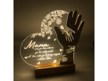 469 3 gravirovana led lampa pre mamu srdce