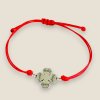 Gravírovaný náramok so šnúrkou - štvorlístok (Farba náramku červená)