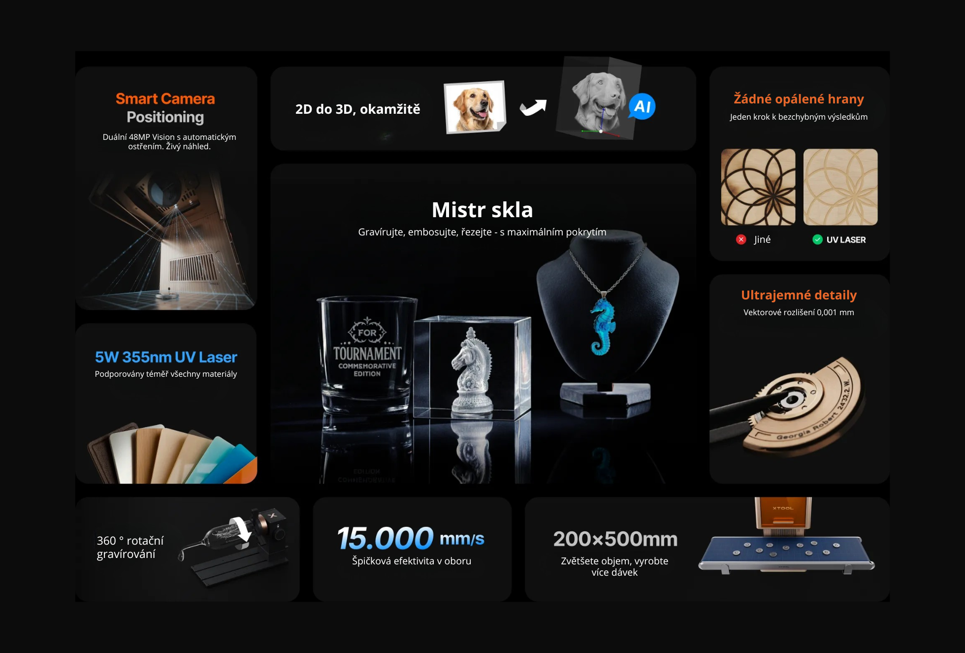 xTool F2 Ultra UV - ultra jemné gravírování