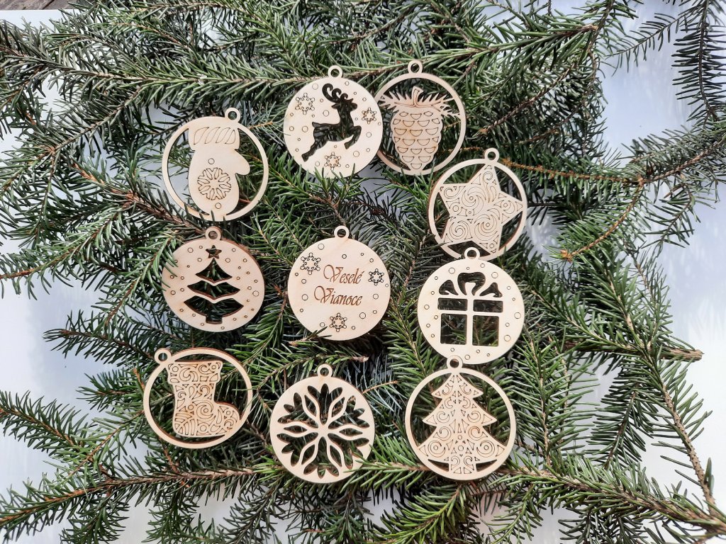 Drevené Vianočné ozdoby na stromček | Gravirez.SK