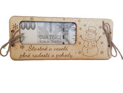 Vánoční obálka na peníze-sněhulák