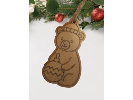 Dřevěná baňka - medvídek