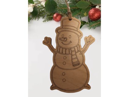 Dřevěná baňka-sněhulák