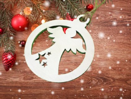 Dřevěná baňka - anděl