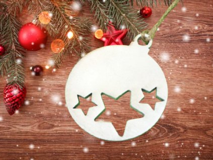 Dřevěná baňka - hvězdy