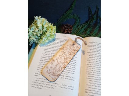 Dřevěná záložka do knížky - louka