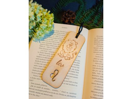 Dřevěná záložka do knížky - znamení lev