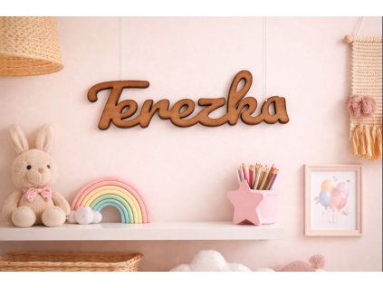 Dřevěné jméno na zeď do dětského pokojíčku