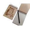 Dřevěný zápisník A6 s gravírováním - sova na větvi