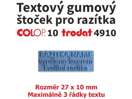 Textový gumový štoček pro razítka Colop 10, Trodat 4910