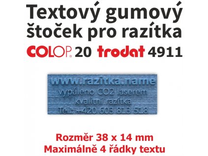 Textový gumový štoček pro razítka Colop 20, Trodat 4911
