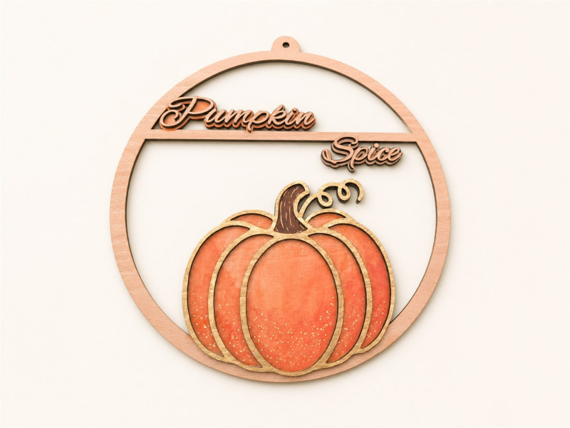 Kruhová vrstvená dřevěná dekorace Pumpkin Spice