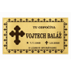 Zlatá kovová náhrobná tabuľa s gravírovaným lemovaním