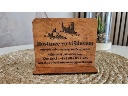 Gravírovaný stojan s QR kódom na recenzie