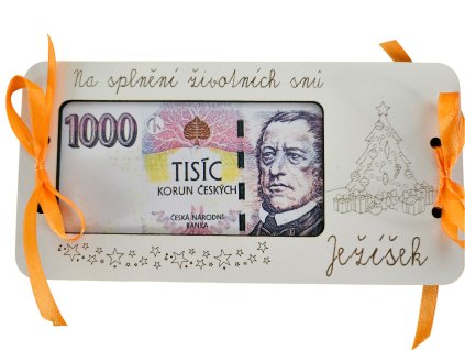 Dřevěná obálka na peníze Vánoce- Ježíšek