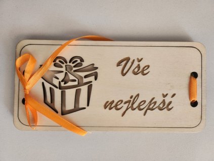 Dřevěná obálka na peníze - Vše nejlepší - k narozeninám, svátku
