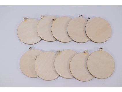Sada drevených krúžkov s dierkou – na tvorbu medailí 10 ks (6 cm) (2)