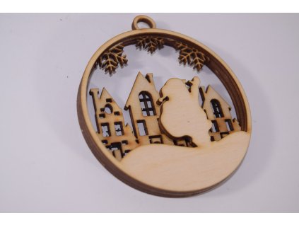 Drevená 3D vianočná ozdoba z brezovej preglejky – vyrezávaná krajinka (2)