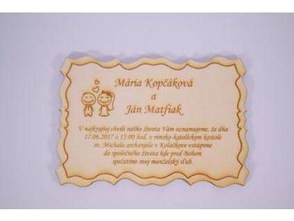 elegantne gravirovane svadobne oznamenie drevena preglejka