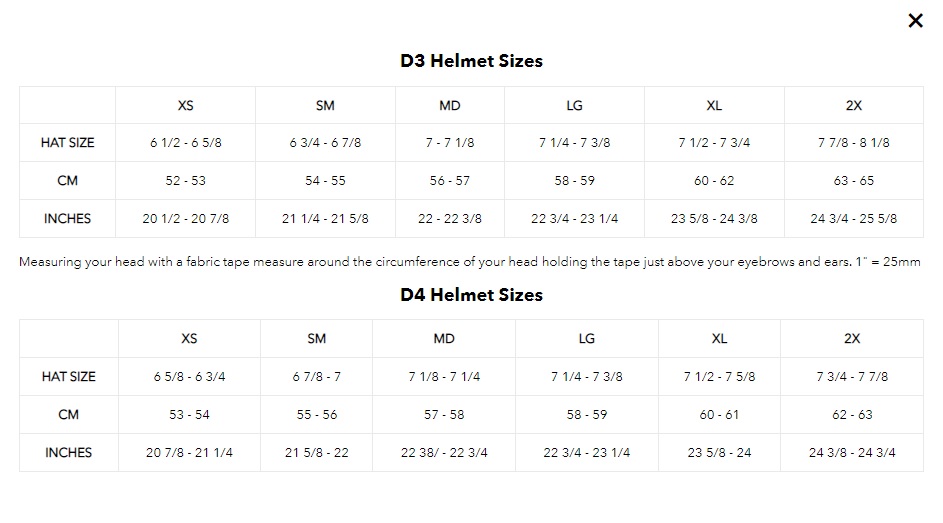 TLD_D4_and_D3_Helmet_Size_Chart