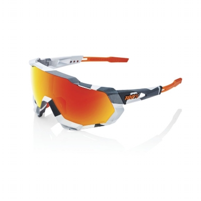 100% Okuliare 100% SPEEDTRAP Soft Tact Grey Camo - HiPER Red Multilayer Mirror Lens