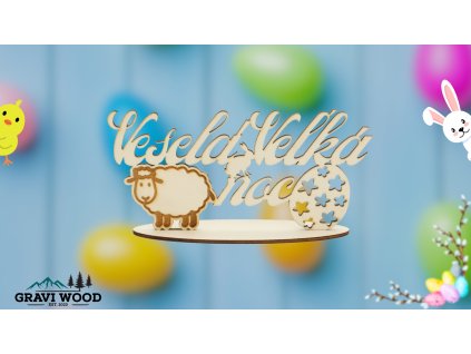 Veselá Veľká noc s ovečkou, zajacom a vajíčkom 01