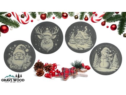 Set bridlicových podtáckov Vianočné 01