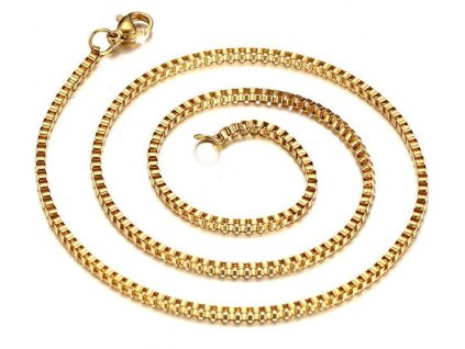 Řetízek Box Gold z chirurgické oceli NC005