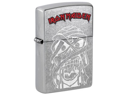 Zapalovač Zippo s leptaným a potištěným motivem maskota Eddieho a logem Iron Maiden.