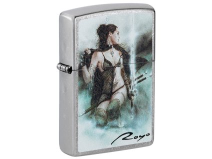 Zapalovač Zippo s potiskem zuřivého bojovníka od umělce Luise Roye na povrchu Street Chrome™.