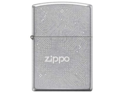 Zapalovač Zippo s laserovým zdobením ve tvaru elektronického obvodu na povrchu Street Chrome™.