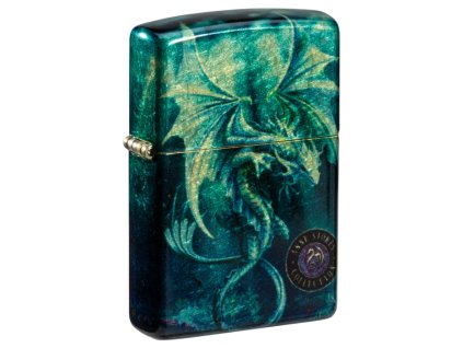 Zapalovač Zippo s celoplošným designem mystického mořského draka v mosazných tónech.