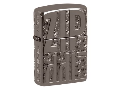 Zapalovač Zippo Armor s povrchem Black Ice® a bohatě texturovaným 360° frézováním, které odhaluje logo Zippo.