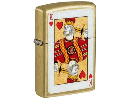 Zapalovač Zippo se starožitným vzhledem a potiskem krále srdcového.