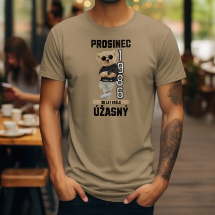 Pánské tričko s potiskem cool medvídka v brýlích a volbou roku a měsíce narození.