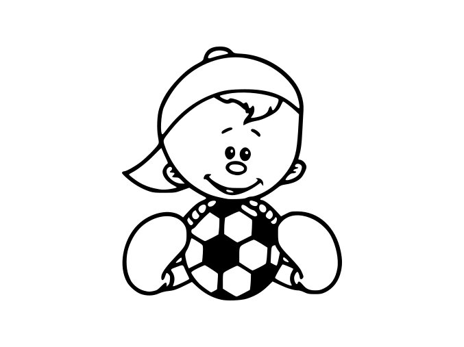 Samolepka - Fotbal - kluk sedící fotbalista