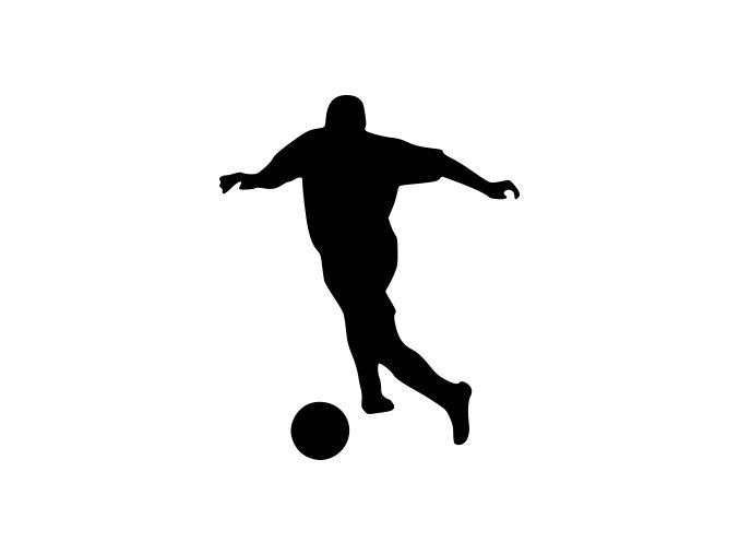 Samolepka - Fotbal - silueta fotbalista záložník přihrávka
