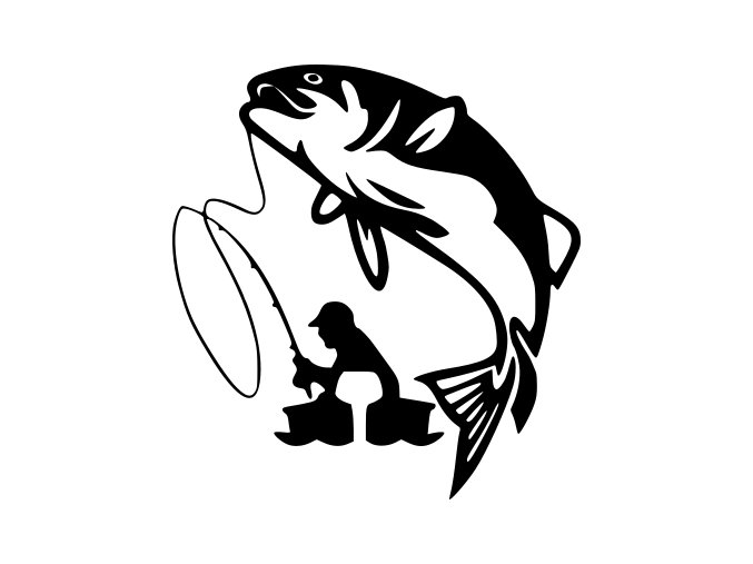 Samolepka - Rybář s úlovkem