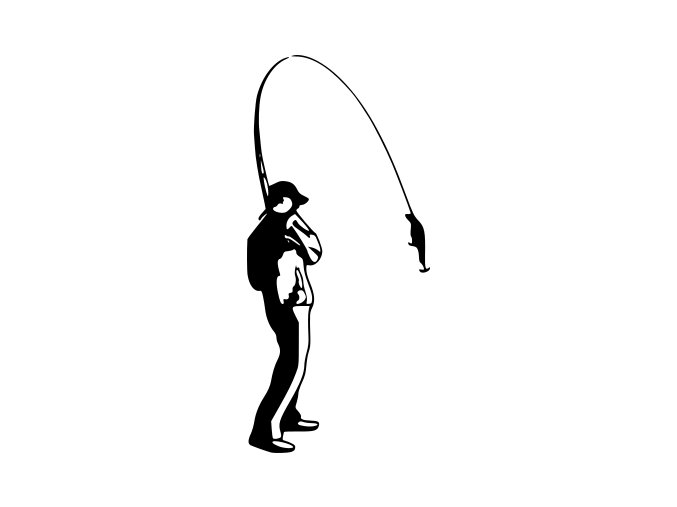 Samolepka - Rybář s návnadou