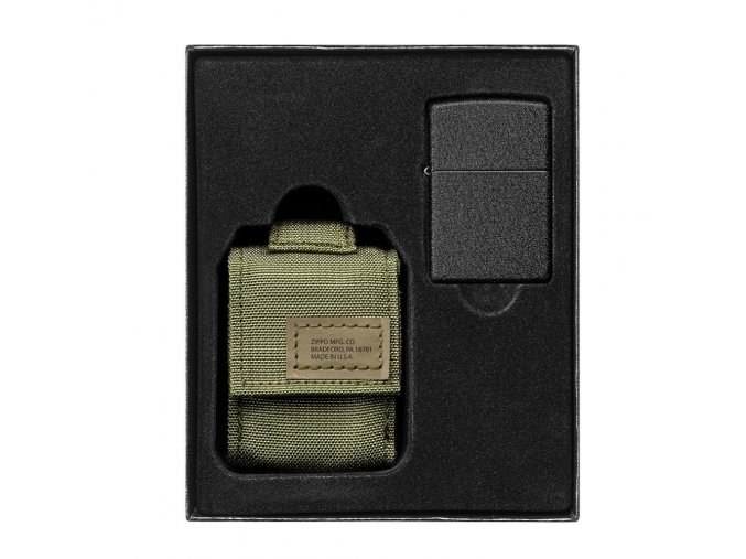 Zippo sada zelené Taktické pouzdro a zapalovač Black Crackle 30056