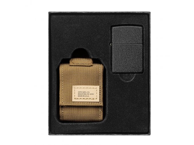 Zippo sada khaki Taktické pouzdro a zapalovač Black Crackle 30057