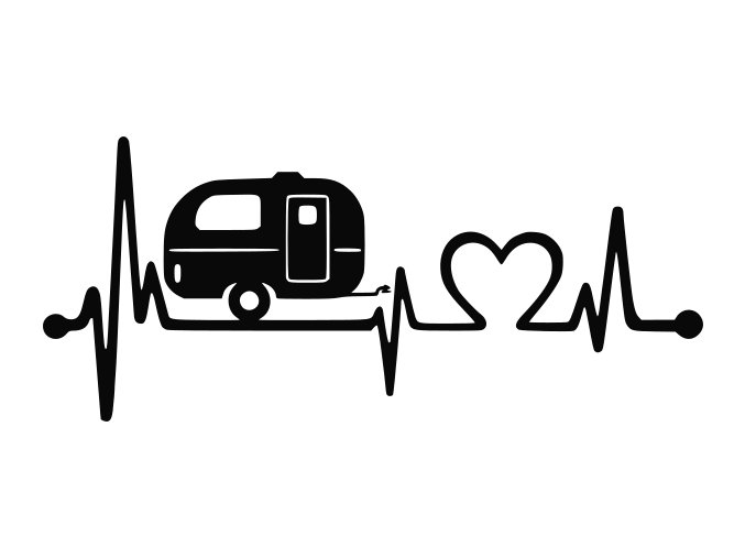 Samolepka Tlukot srdce karavan - EKG