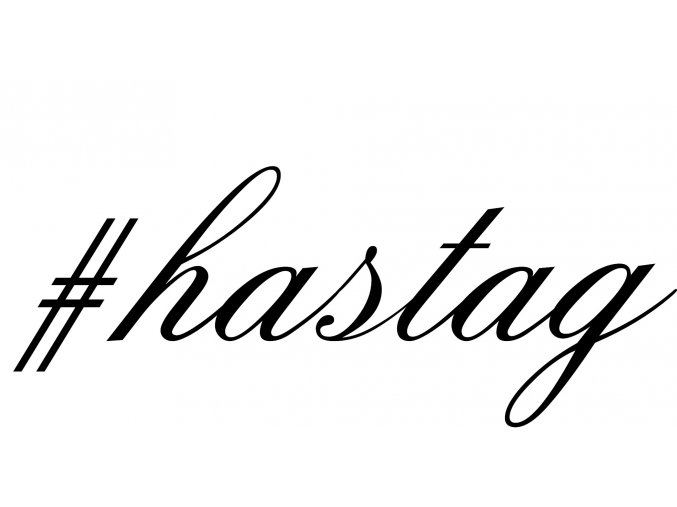 Vlastní #HashTag - samolepka na auto - font At Flemish Script II