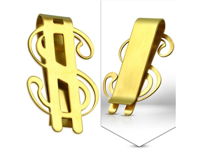 Spona na bankovky zlatý dolar chirurgická ocel SCY114