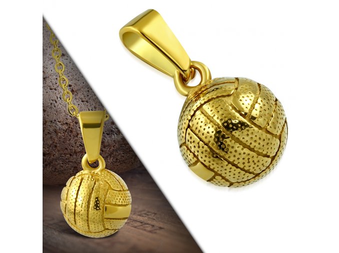 Přívěsek volejbalový míč chirurgická ocel zlatý PCX186