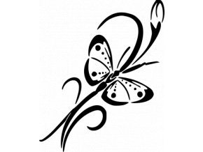 Samolepka - Květina a motýl