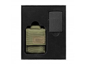 Zippo sada zelené Taktické pouzdro a zapalovač Black Crackle 30056